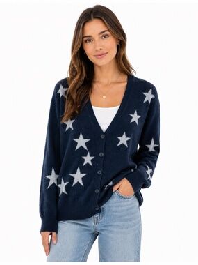 Spring + Mercer - Star Print Cashmere Cardigan